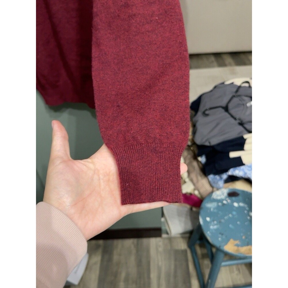 Linea Rosso Signature V Neck Sweater Preppy Heritage Quiet Luxury Burgundy M - Picture 4 of 5